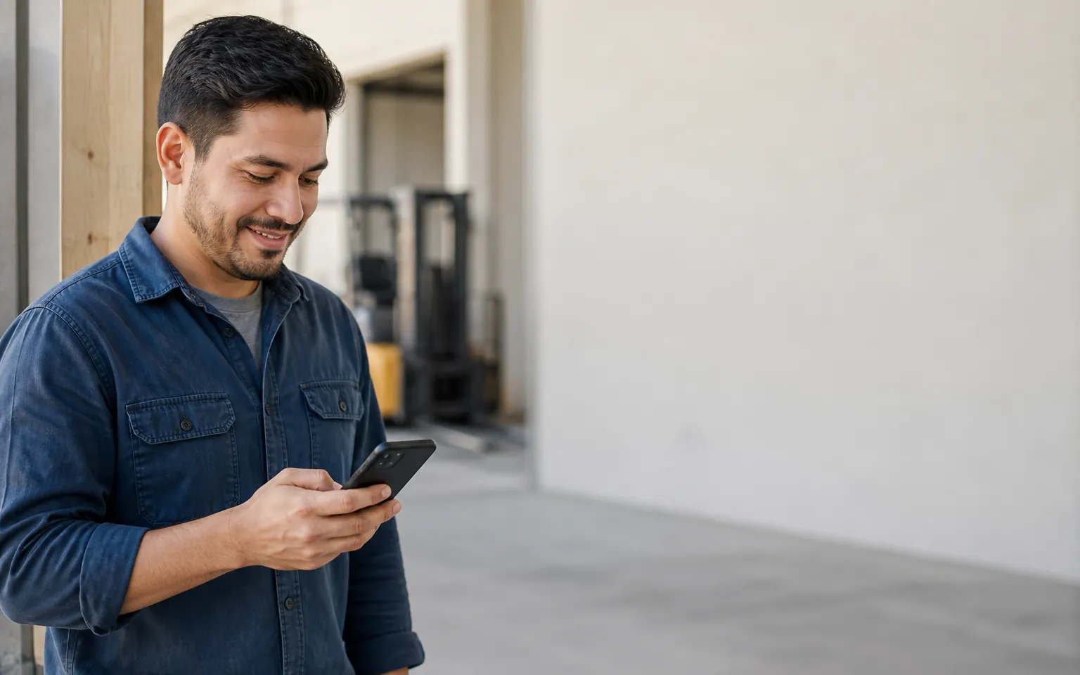 Candidate reading a recruiting message on his phone at work
